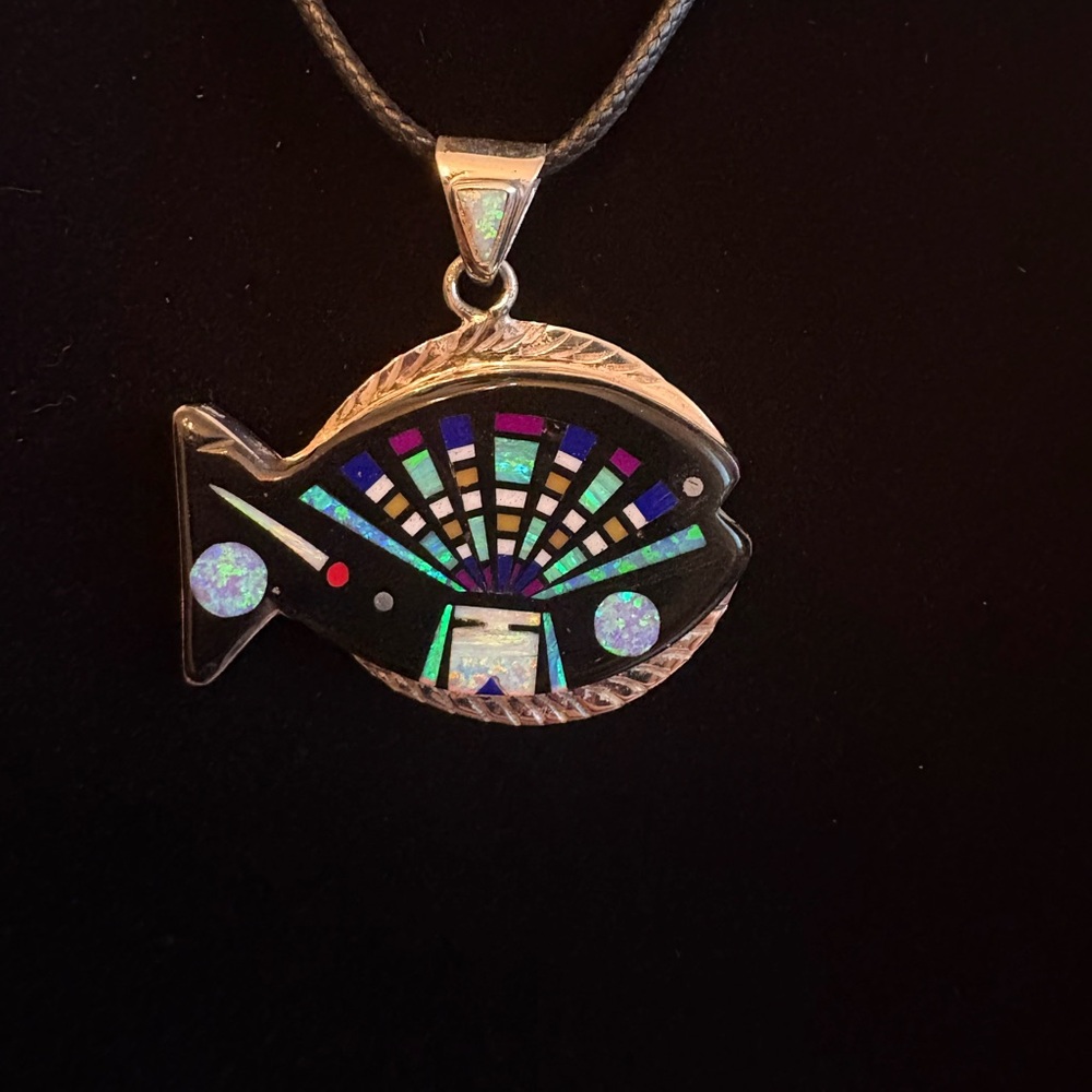 Sterling Silver Kokopelli Fish Shaped Galaxy Inlay